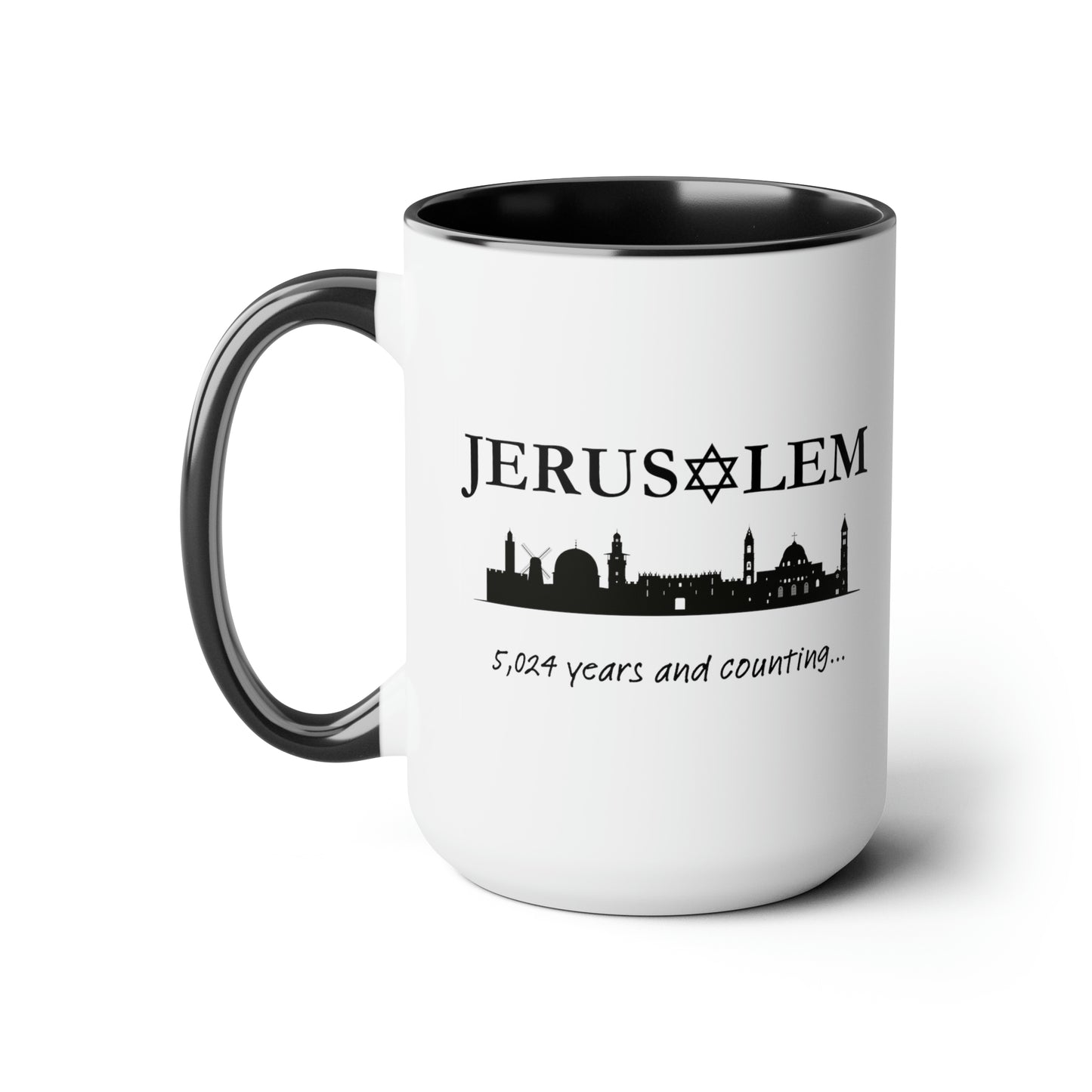 Jerusalem - 5,024 Years and Counting... Two-Tone Coffee Mug, 15oz