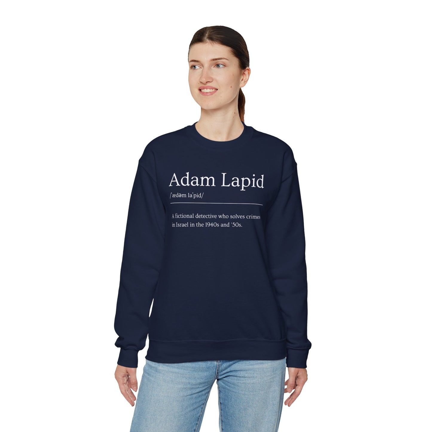 Unisex Crewneck Sweatshirt with a Tongue-in-cheek Definition of Adam Lapid