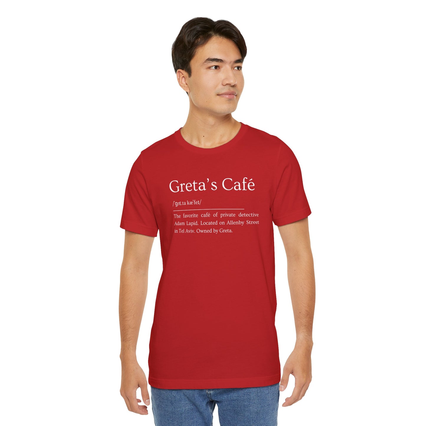 Short Sleeve Tee with a Tongue-in-Cheek Definition of Greta's Cafe