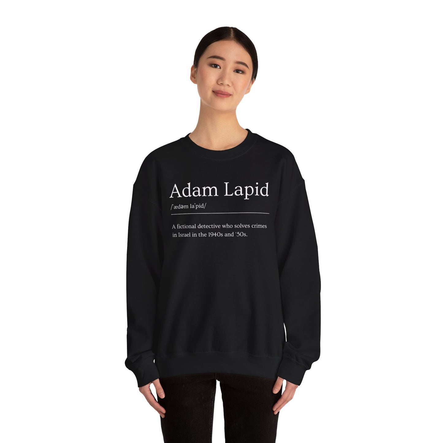 Unisex Crewneck Sweatshirt with a Tongue-in-cheek Definition of Adam Lapid