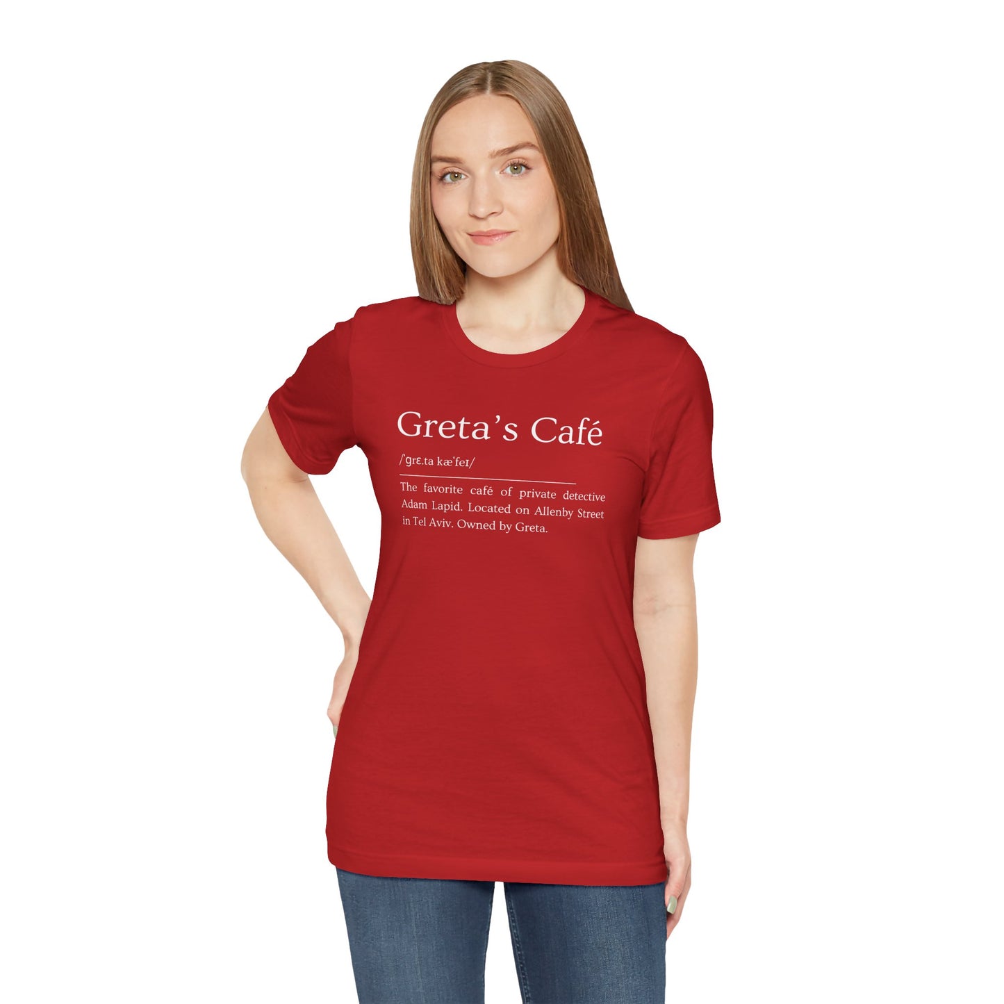 Short Sleeve Tee with a Tongue-in-Cheek Definition of Greta's Cafe