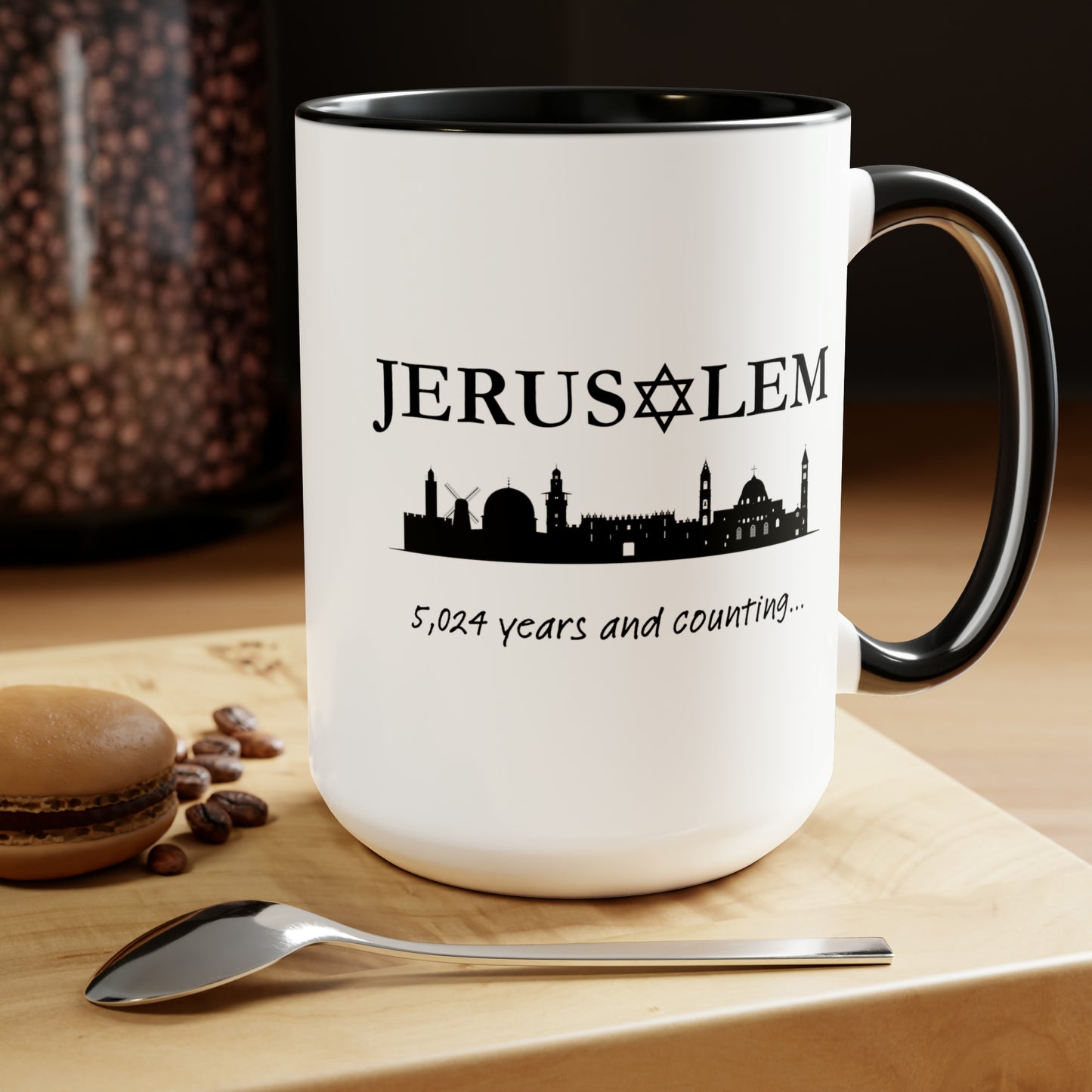 Jerusalem - 5,024 Years and Counting... Two-Tone Coffee Mug, 15oz