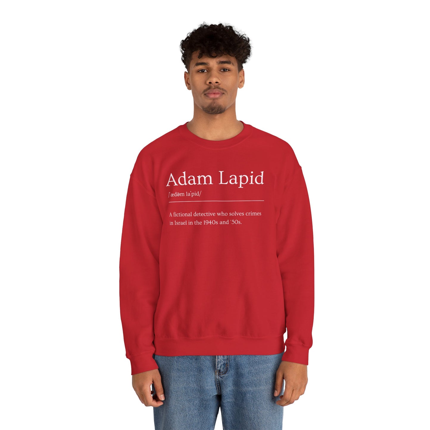 Unisex Crewneck Sweatshirt with a Tongue-in-cheek Definition of Adam Lapid