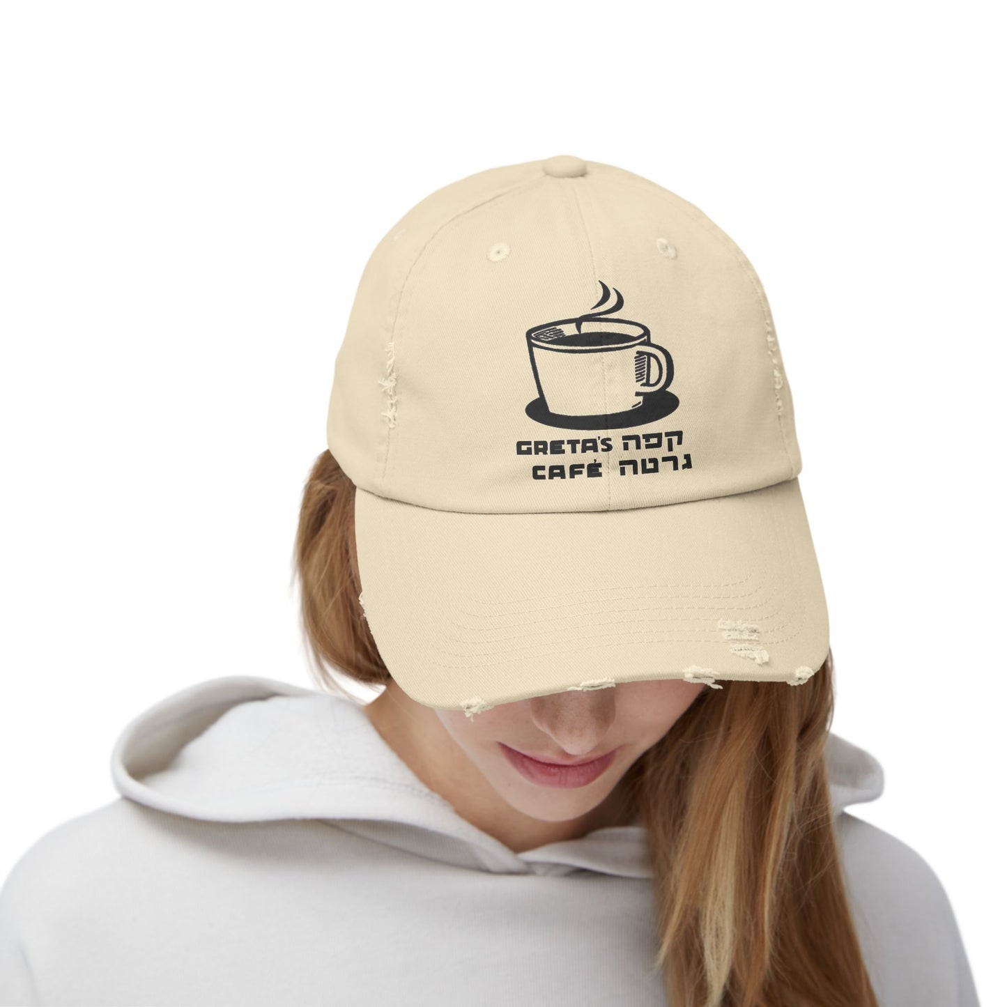 Greta's Cafe Unisex Distressed Cap