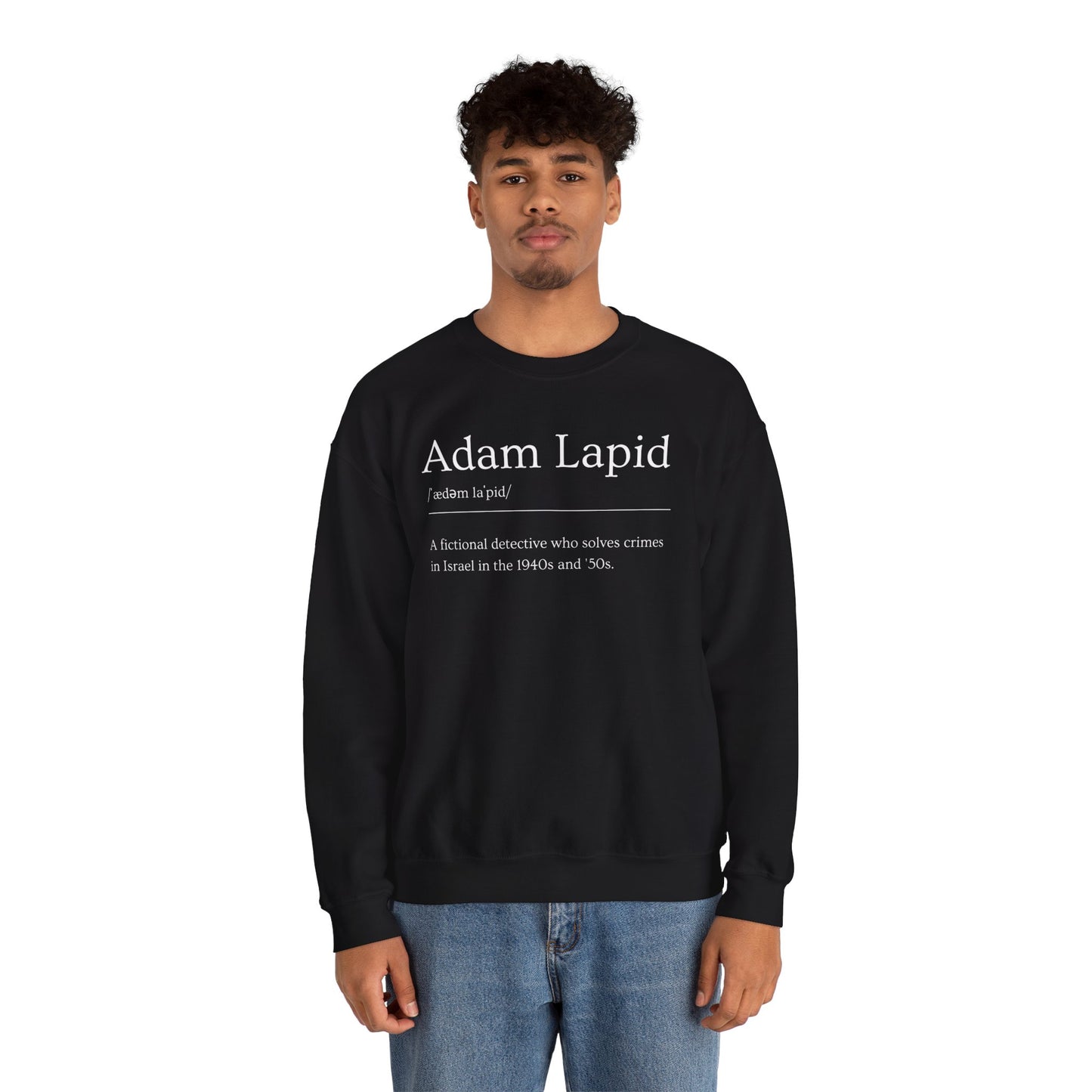 Unisex Crewneck Sweatshirt with a Tongue-in-cheek Definition of Adam Lapid