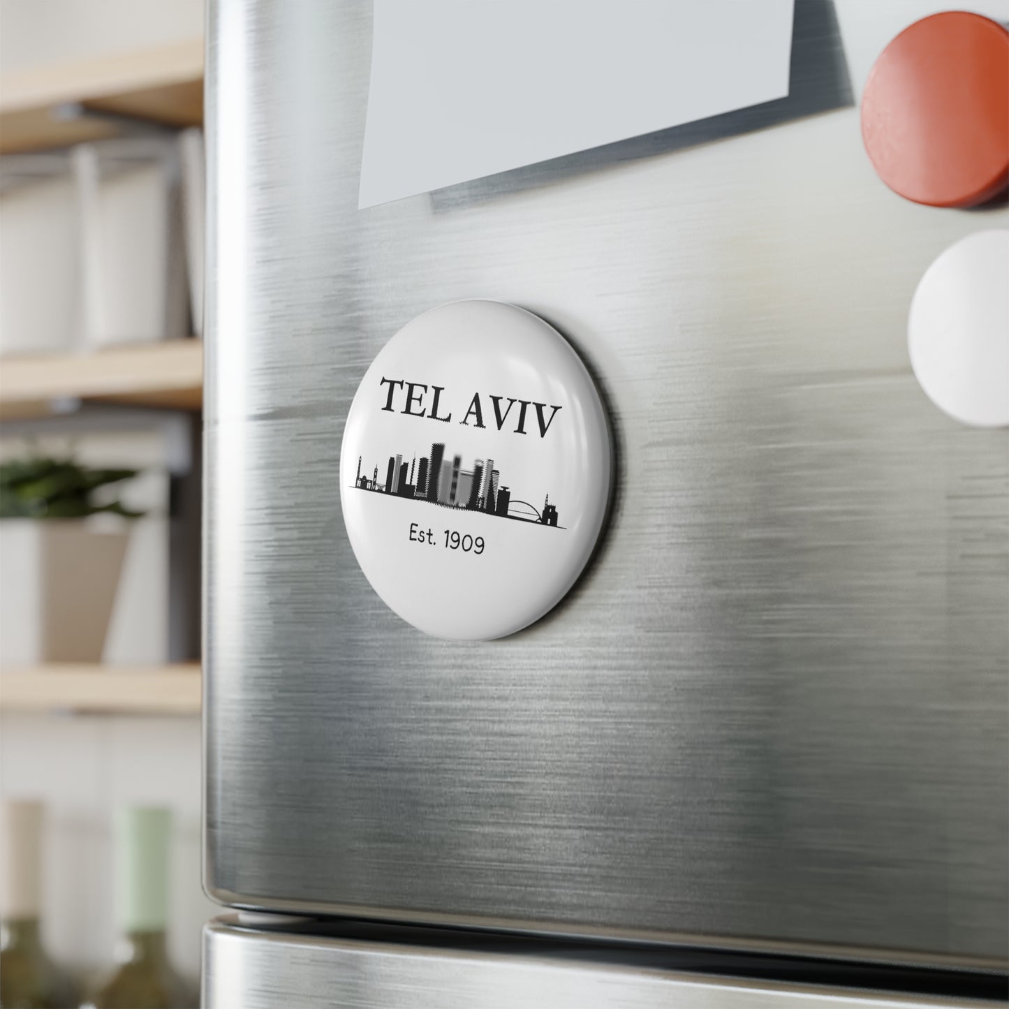 Tel Aviv Button Magnet, Round (1 & 10 pcs)