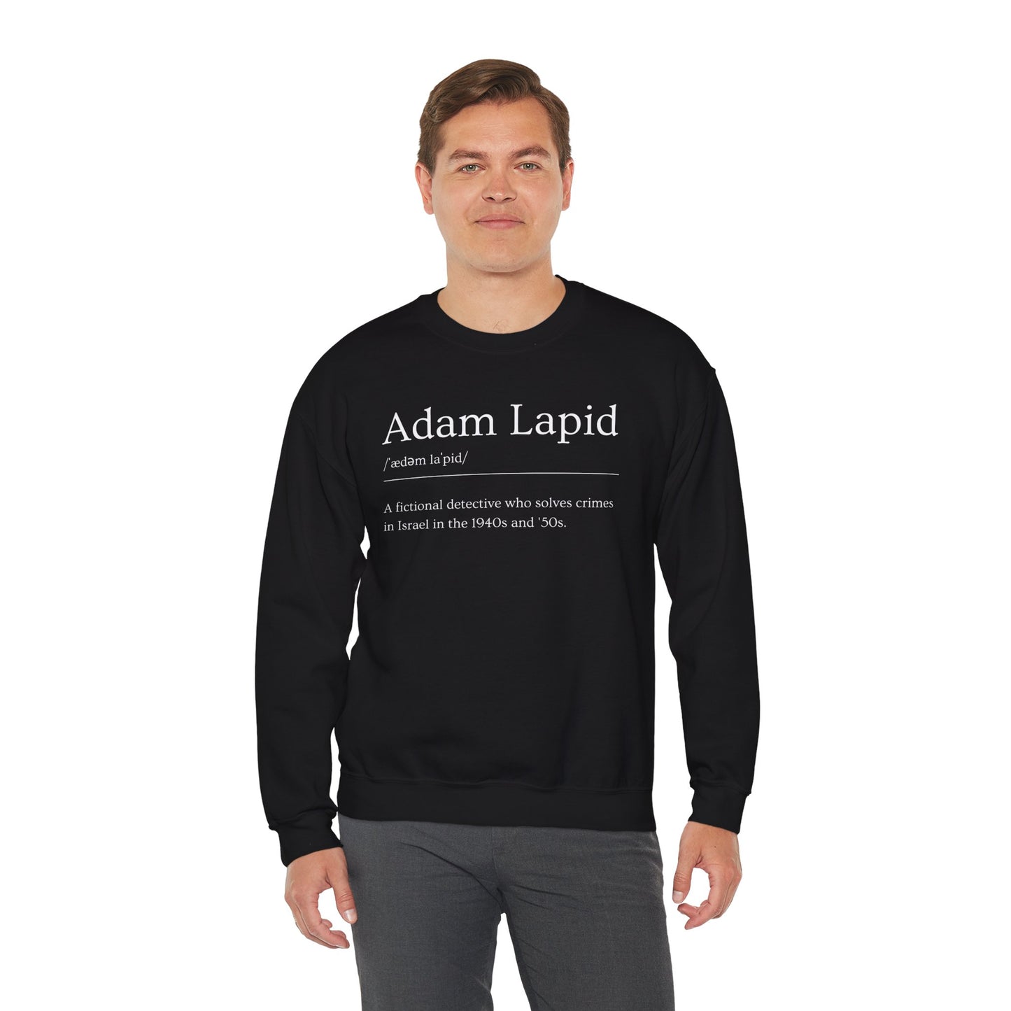 Unisex Crewneck Sweatshirt with a Tongue-in-cheek Definition of Adam Lapid