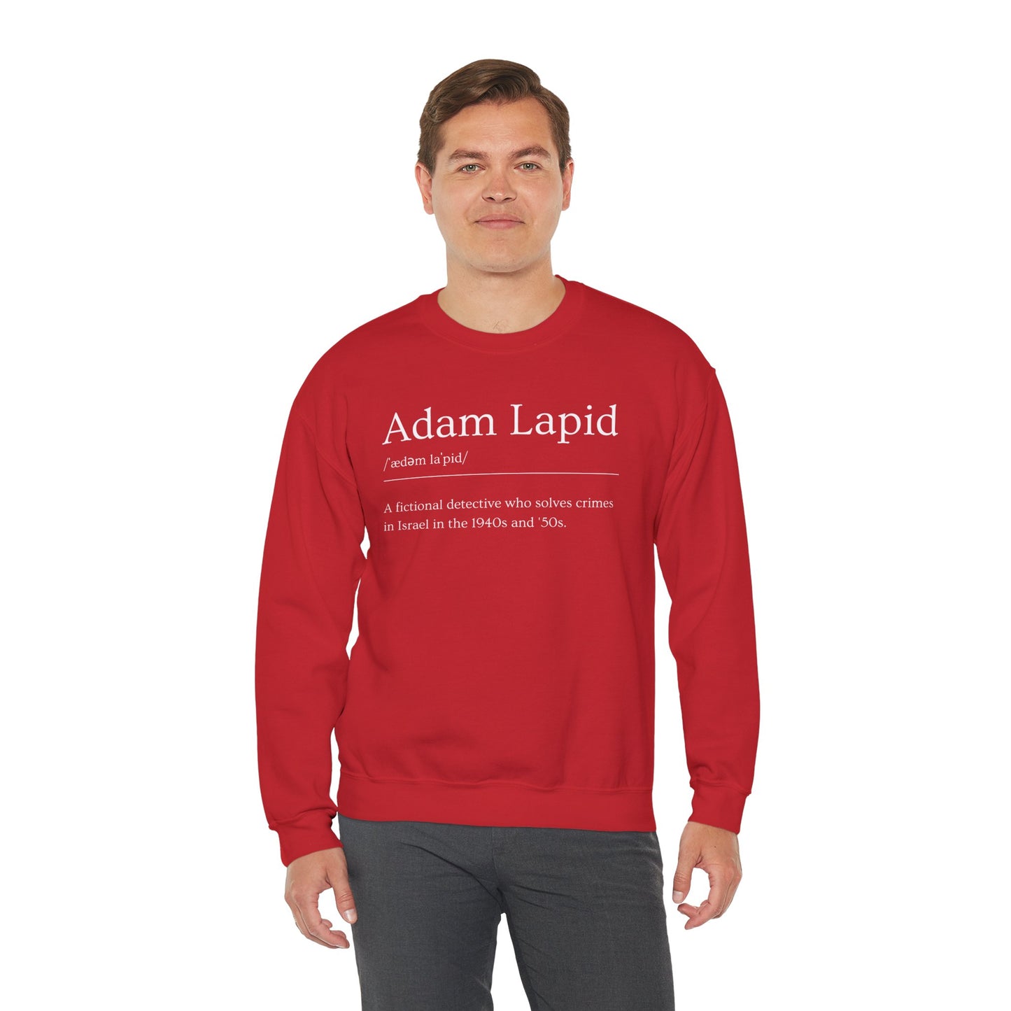 Unisex Crewneck Sweatshirt with a Tongue-in-cheek Definition of Adam Lapid