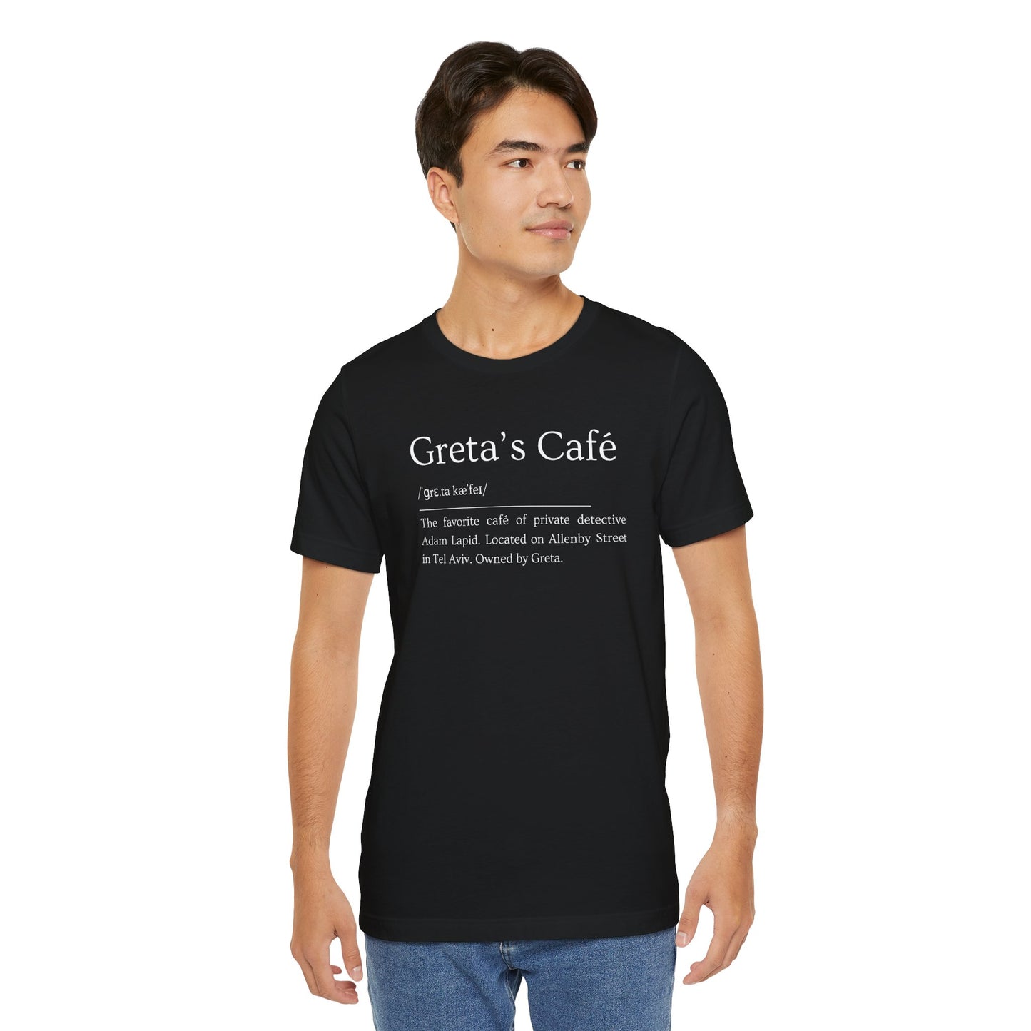 Short Sleeve Tee with a Tongue-in-Cheek Definition of Greta's Cafe