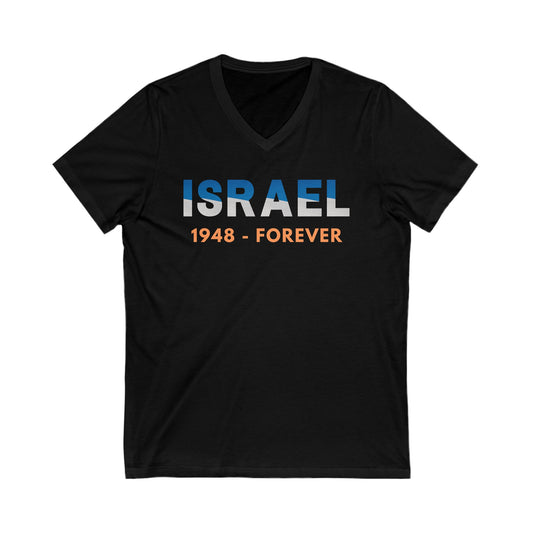 Israel 1948 - Forever Unisex Jersey Short Sleeve V-Neck Tee