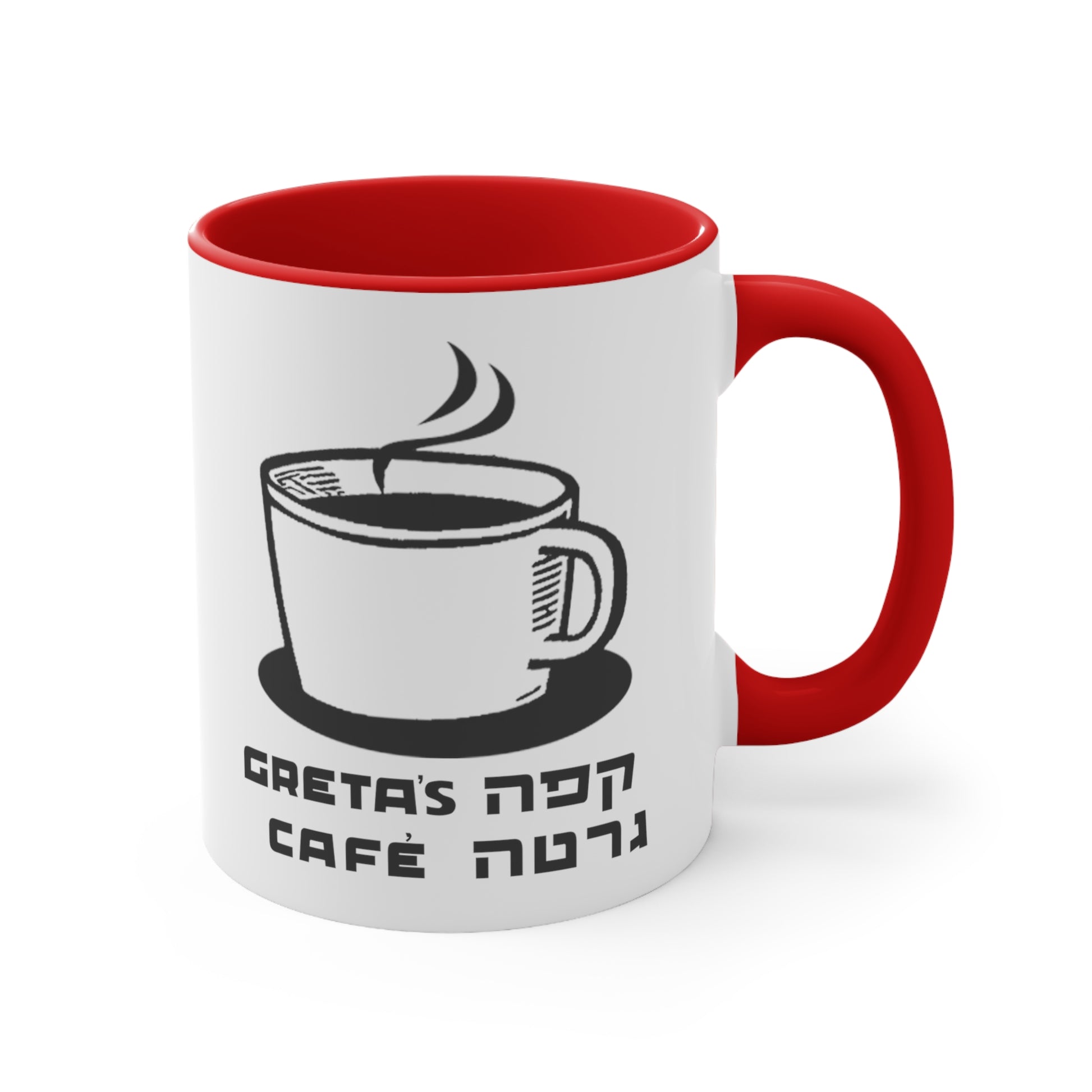 Greta's Cafe Accented Mug - red