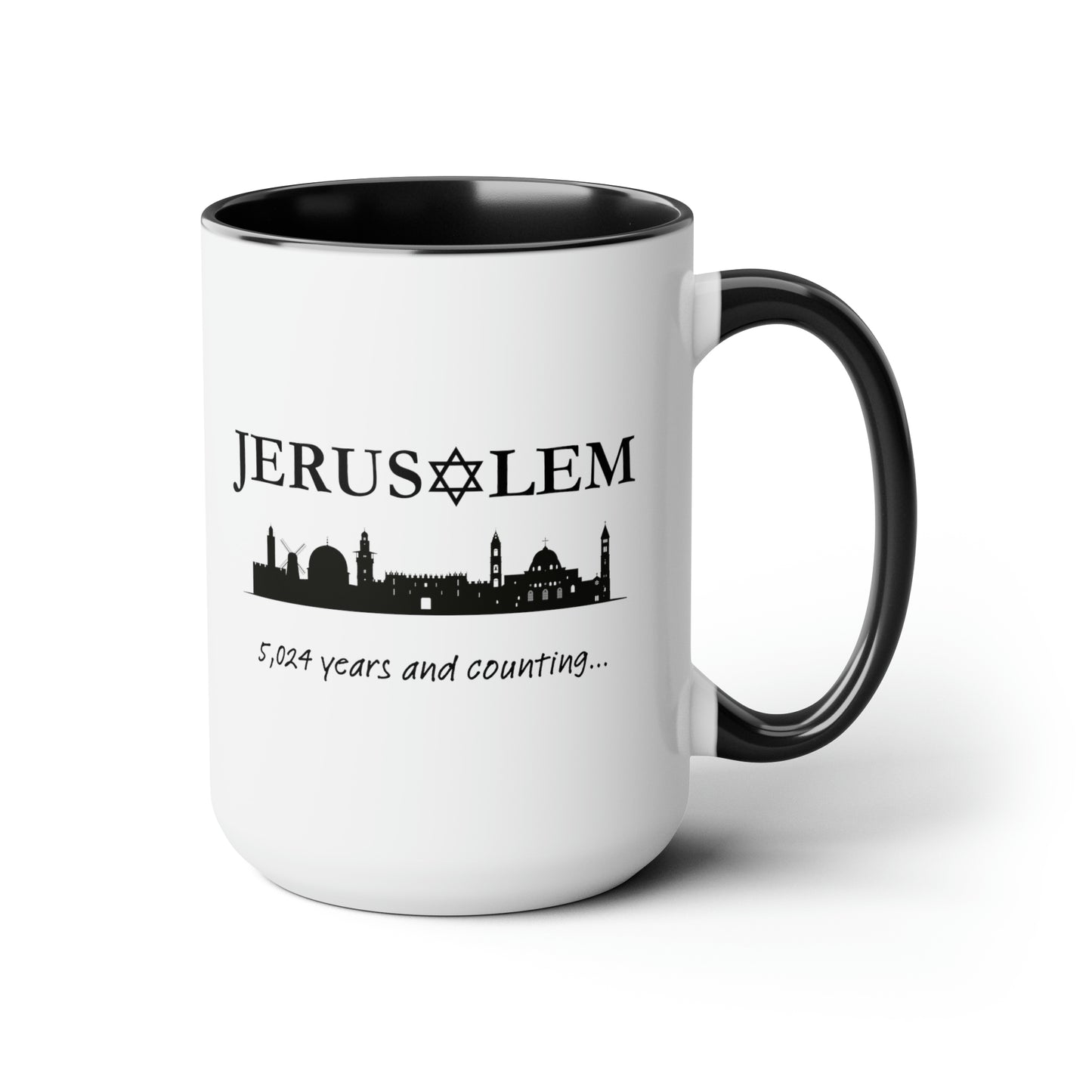 Jerusalem - 5,024 Years and Counting... Two-Tone Coffee Mug, 15oz