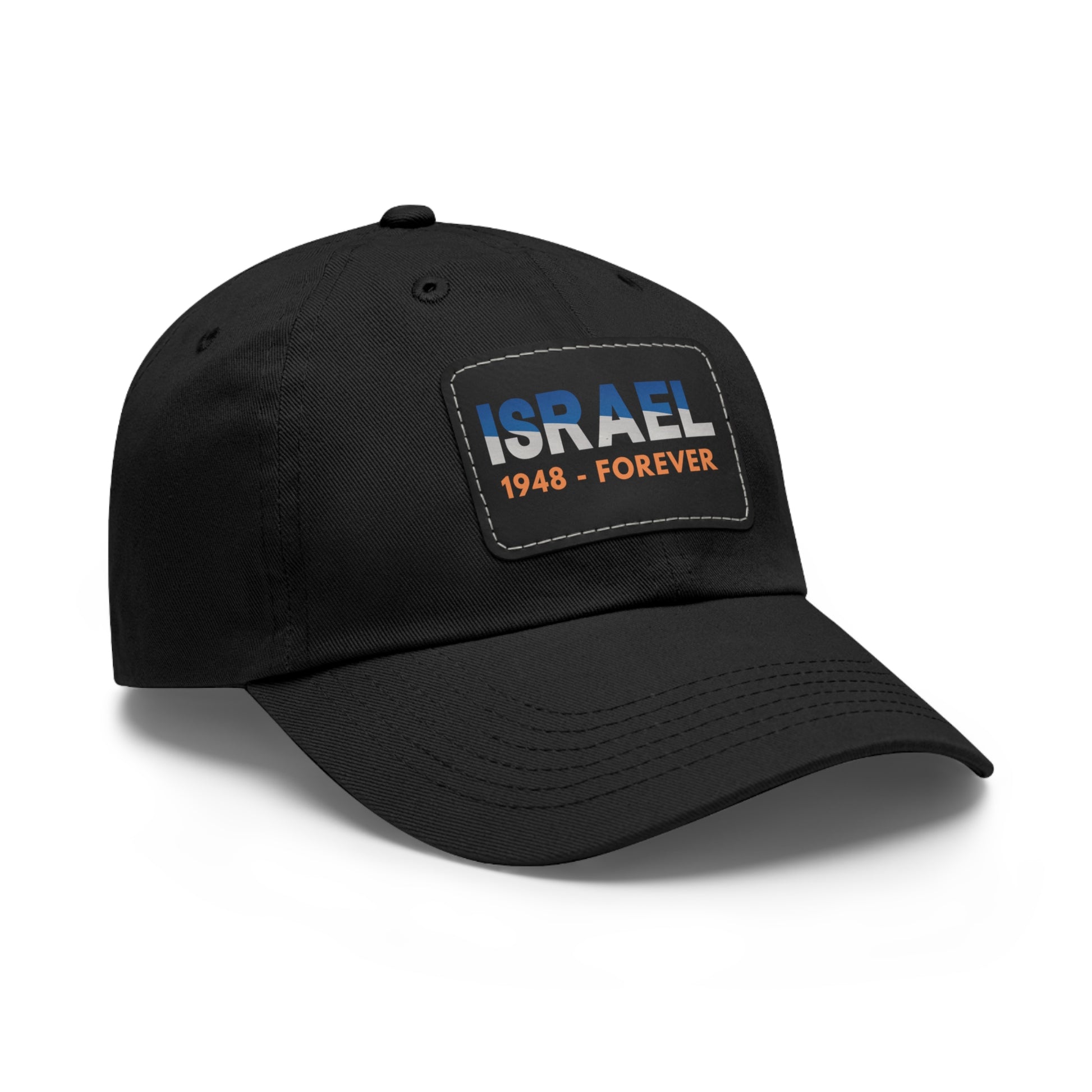 Hat with An Israel 1948-Forever Leather Patch Black / Black Patch / Rectangle / One Size