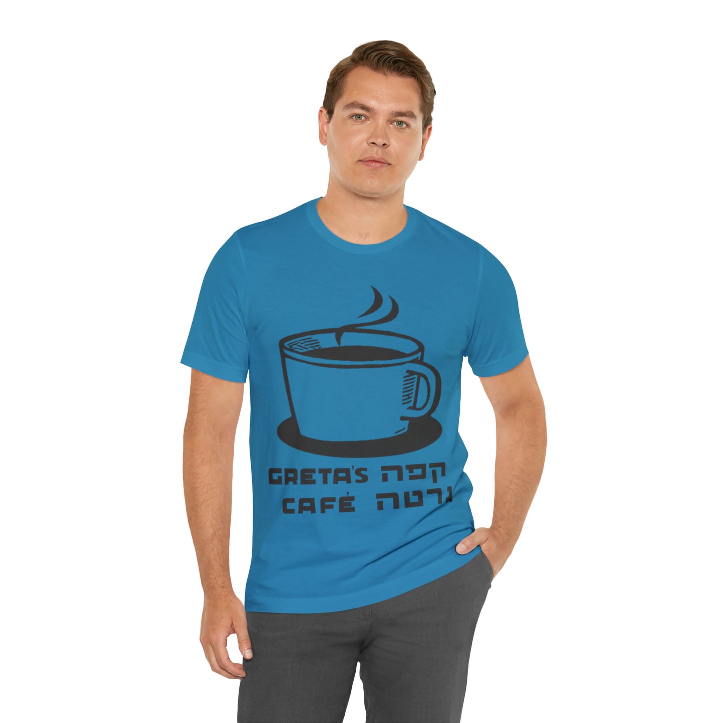 Greta's Cafe shirt - aqua
