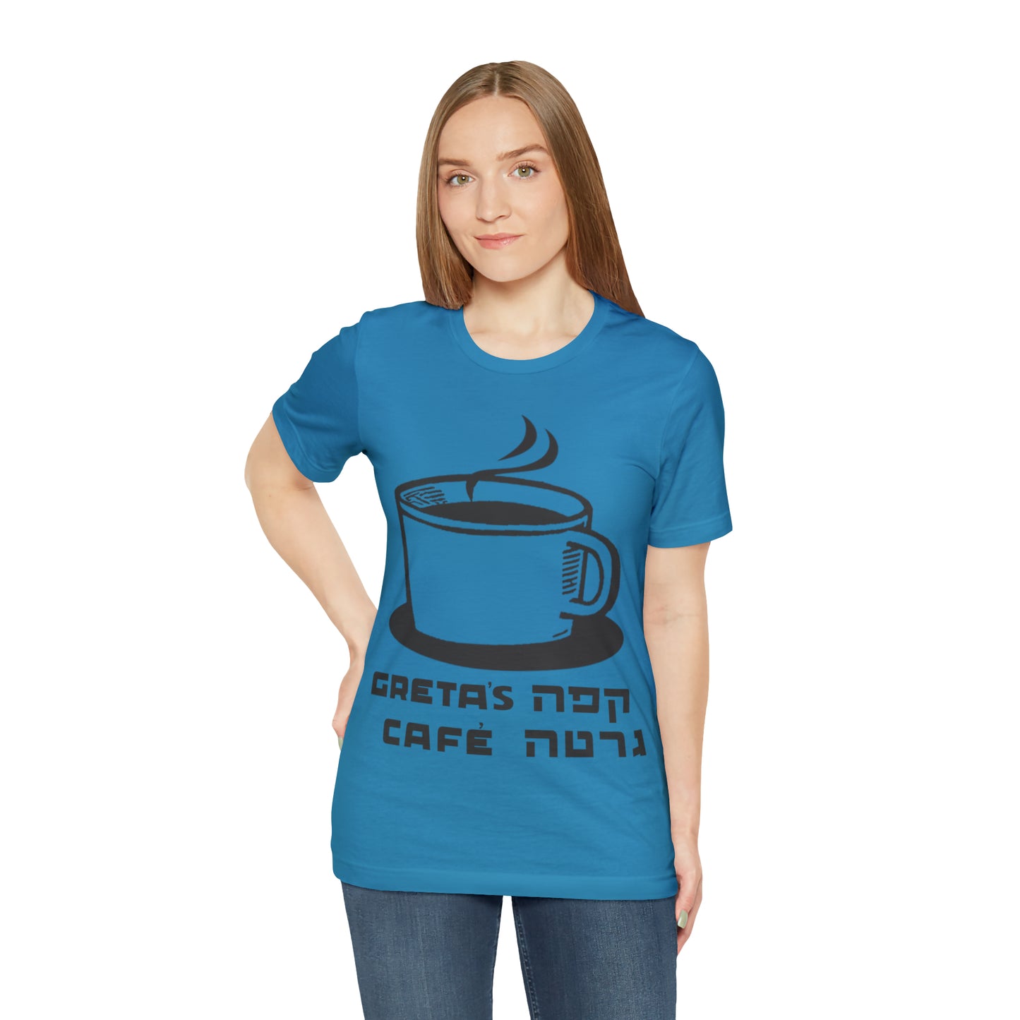 Greta's Cafe shirt - aqua